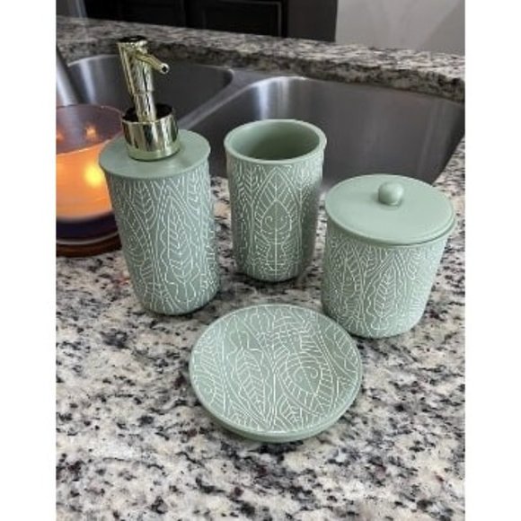 Bath New Premium Pastel Green Bathroom Accessories Set Green Boho